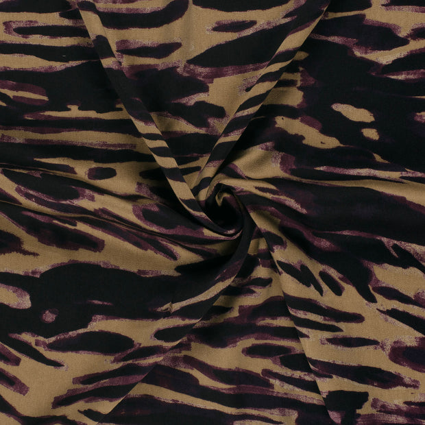 Viscose Satin tissu Camel imprimé 