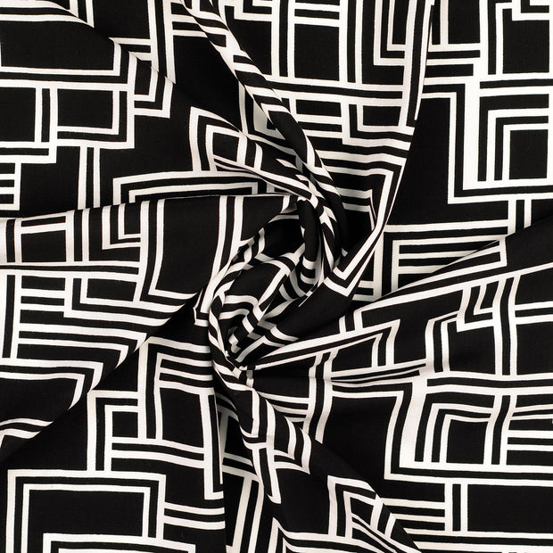 Viscose Poplin fabrik schwarz bedruckt 