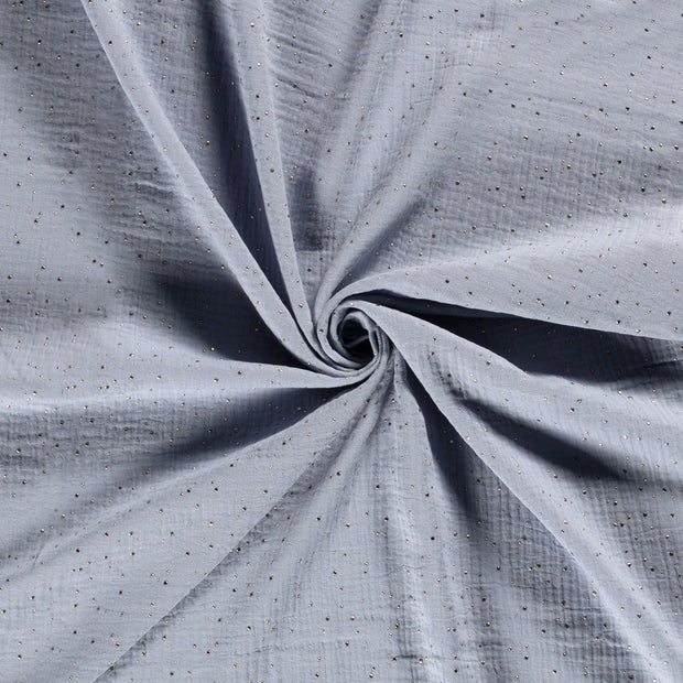 Muslin fabric Baby Blue dew drops 