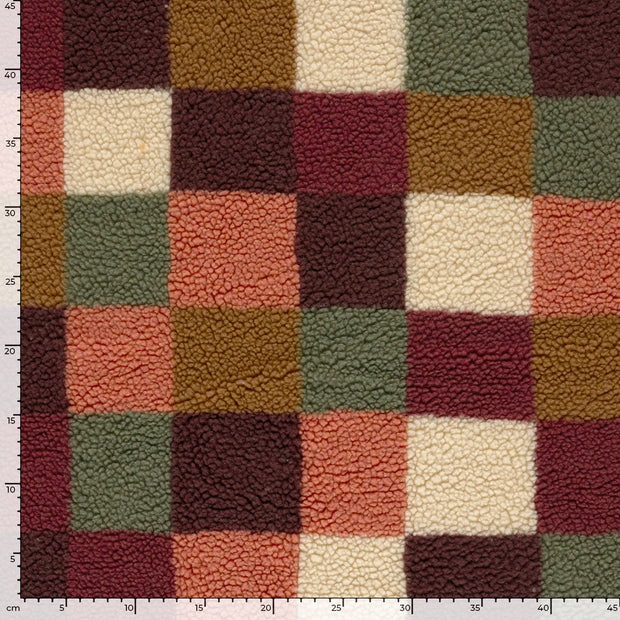 Sherpa Fleece fabrik Karo's Bordeauxrot