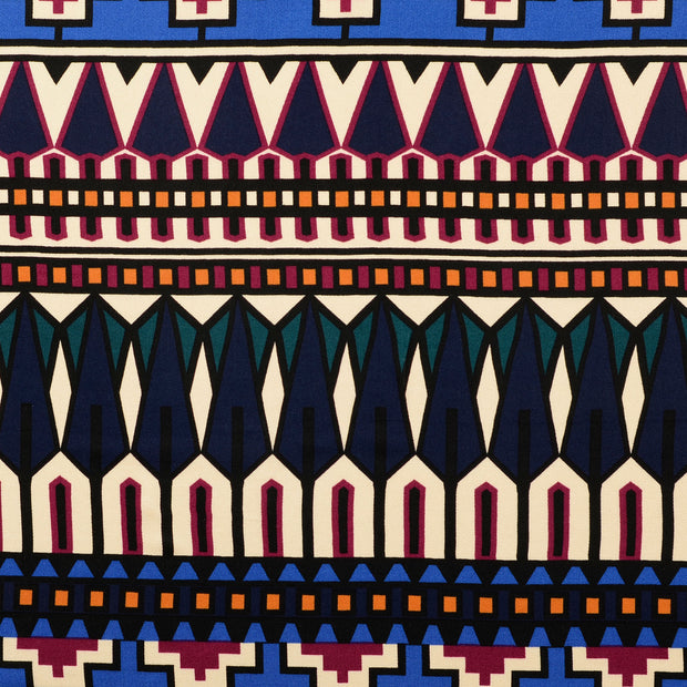 Viscose Satin tissu motifs géométriques multicolore