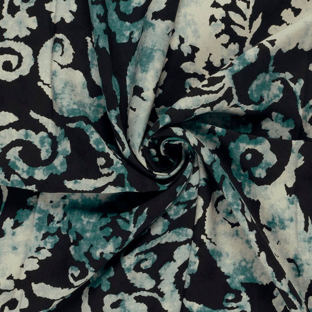 Viscose Twill fabric Turquoise printed 
