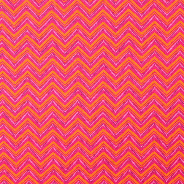 Jersey fabric Zigzag Orange