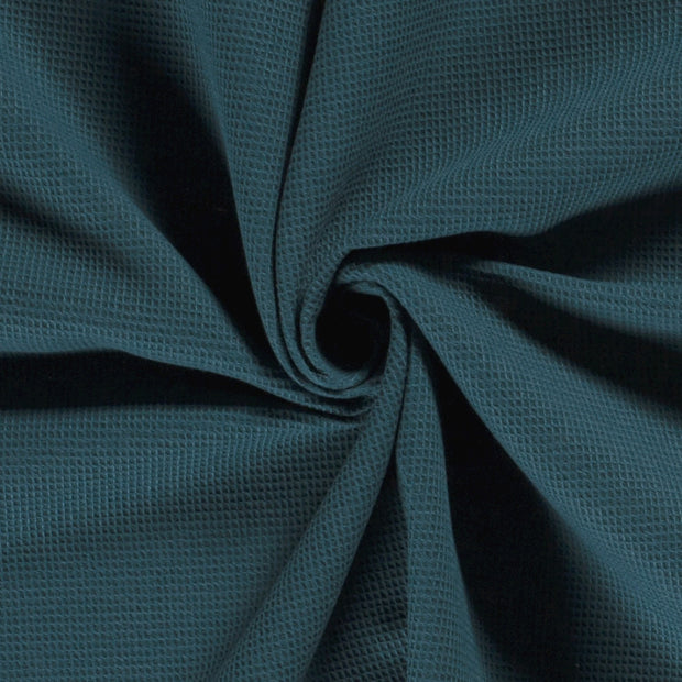 Waffle piqué fabric Unicolour Petrol