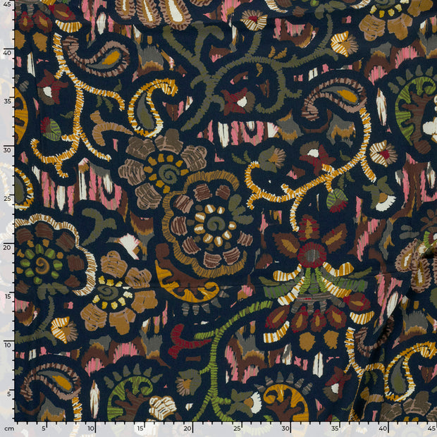 Viscose Satin fabrik Abstrakt Marine