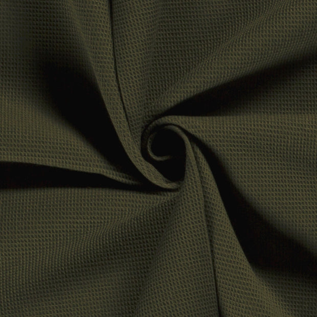 Waffle piqué fabric Unicolour Khaki Green