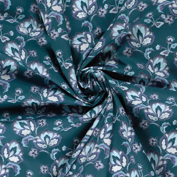 Cotton Poplin fabric Steel Blue digital printed 