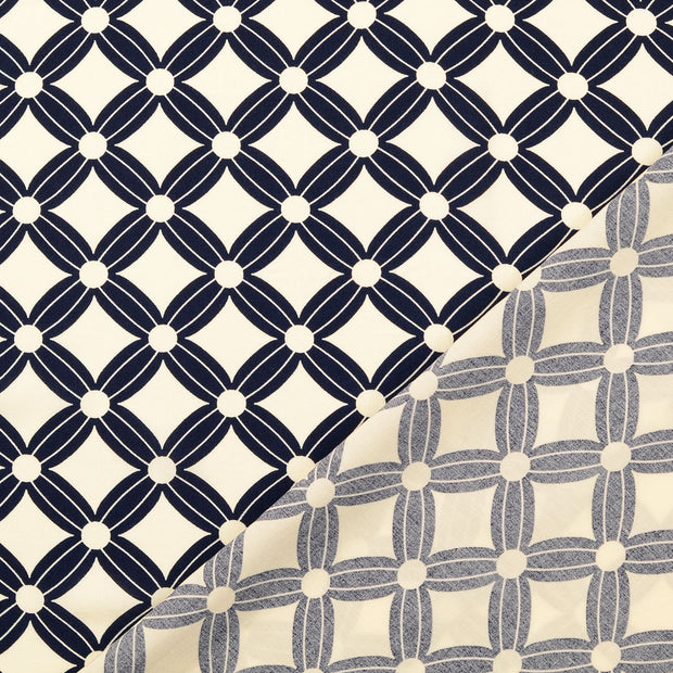 Popeline de Viscose tissu Bleu Marine imprimé 