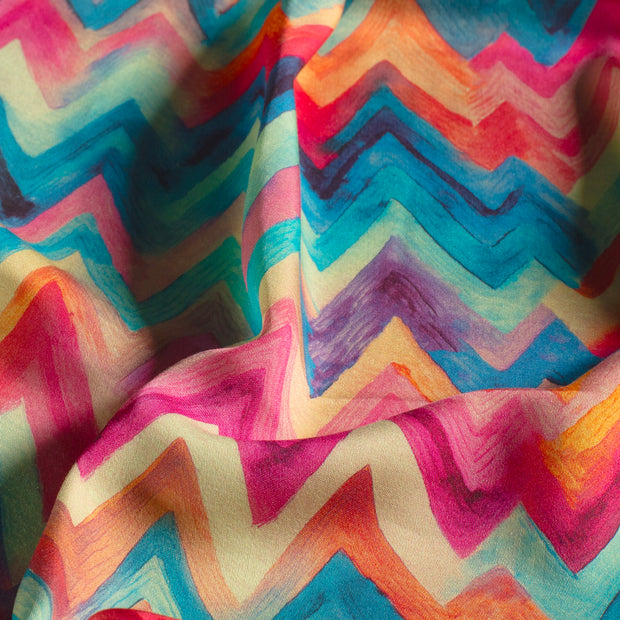 Viscose Satin fabric Abstract Mint