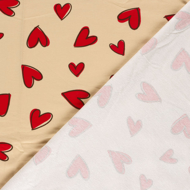 French Terry fabric Hearts digital printed 