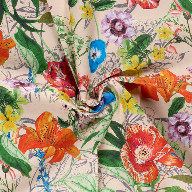 Panama fabric Beige digital printed 