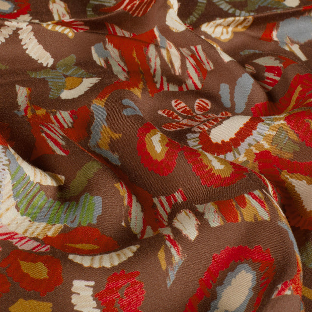 Viscose Satin tissu Abstrait Marron