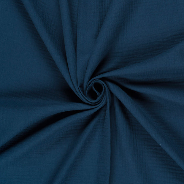 Muslin GOTS organic fabric Steel Blue 