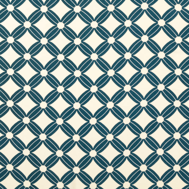 Popeline de Viscose tissu fleurs Bleu Canard