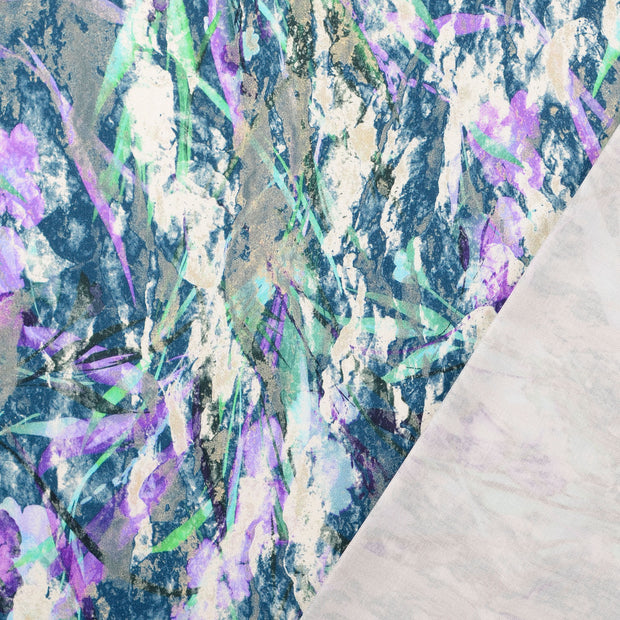 Viscose Satin fabrik petrol digital bedruckt 