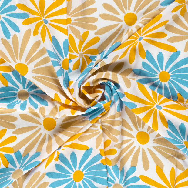 Bamboo Poplin fabric Yellow printed 