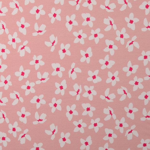 French Terry fabrik Blumen Rosa