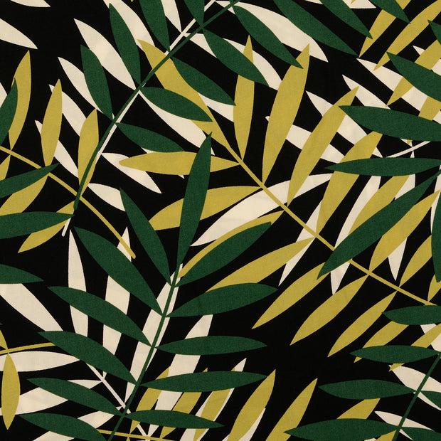 Popeline de Viscose tissu fleurs Vert Olive