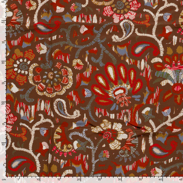 Viscose Satin tissu Abstrait Marron