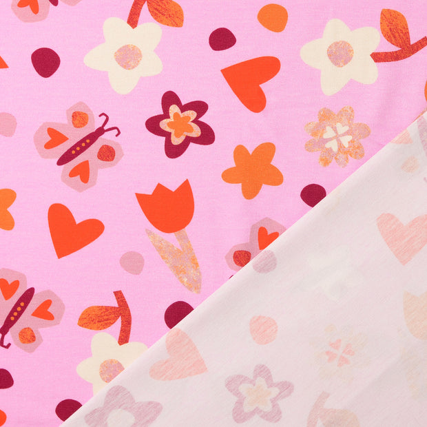 Jersey fabric Pink digital printed 