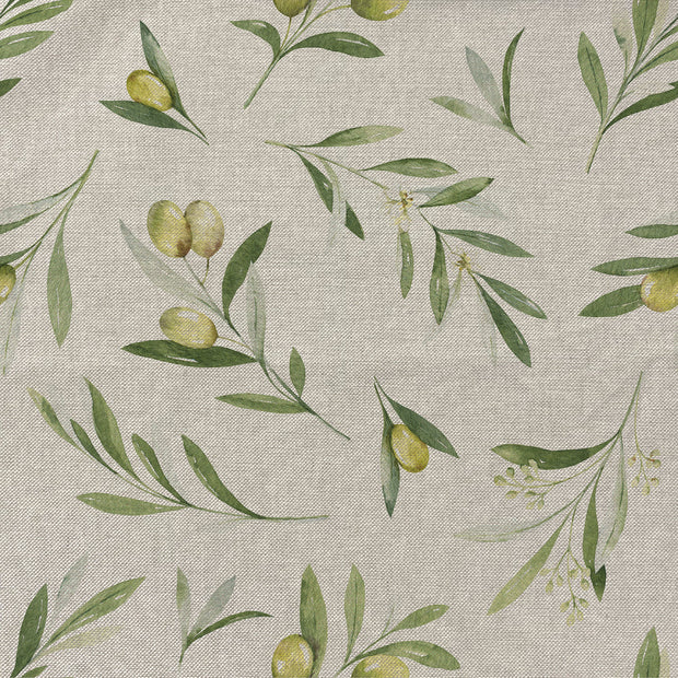 Linen Look fabric Leaves Olive Green
