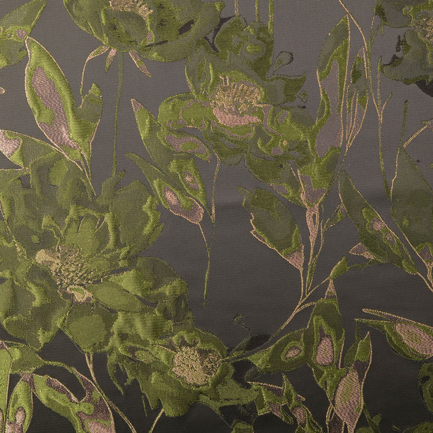Jacquard fabrik Blumen Olivgrün