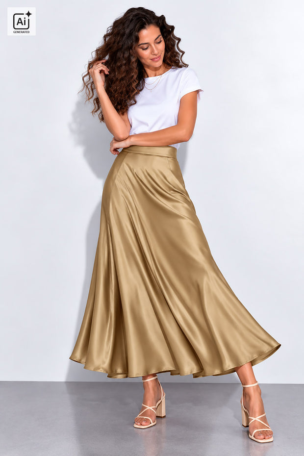 Satin fabric Unicolour Beige