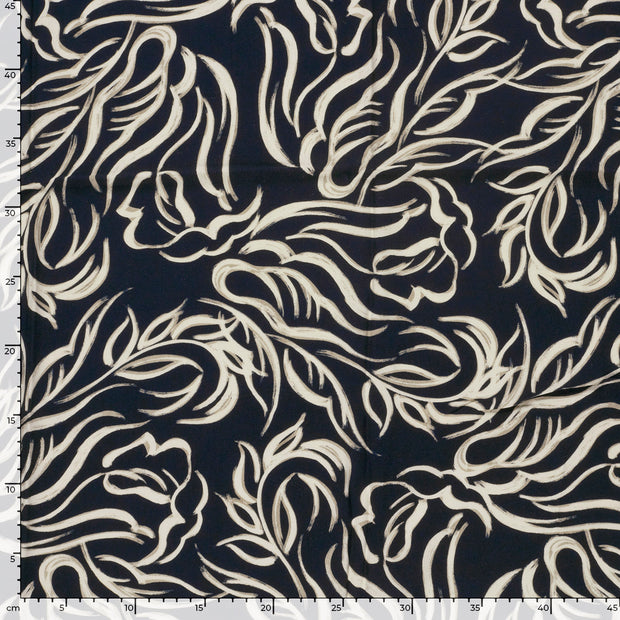 Sergé de Viscose tissu Abstrait Bleu Marine