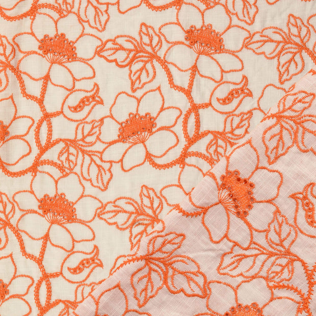  tissu blanc brodé 