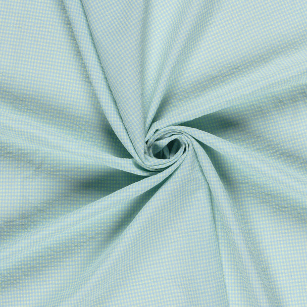 Popeline de Coton tissu Bleu clair Seersucker 