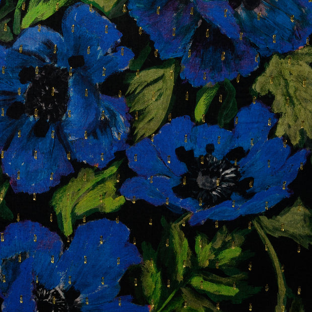  tissu fleurs Cobalt