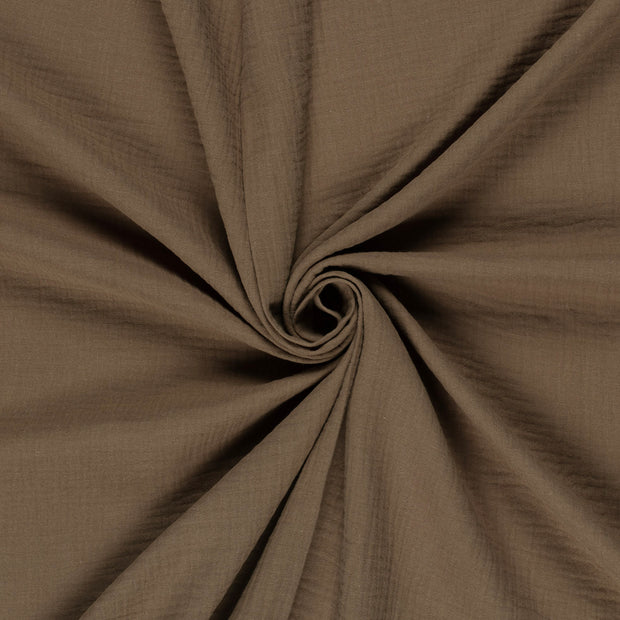 Muslin GOTS organic fabric Taupe Grey 