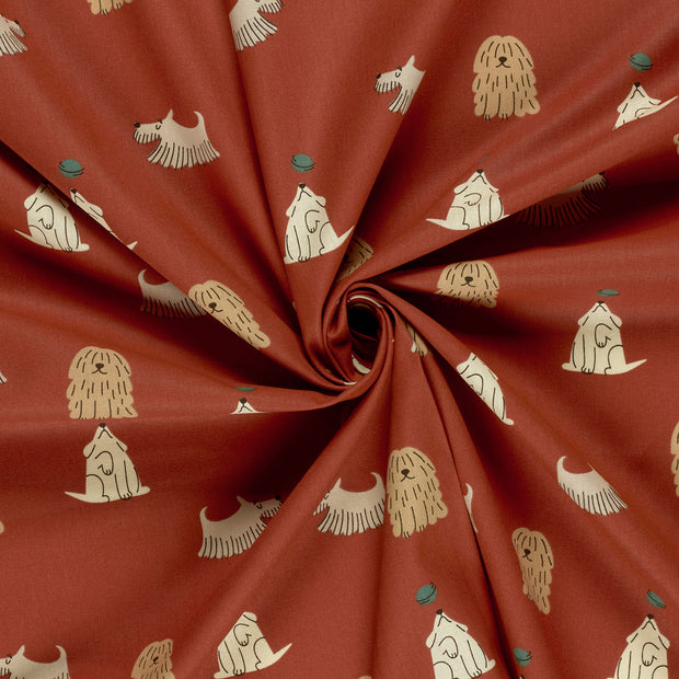 Popeline de Coton tissu Rouge imprimé 