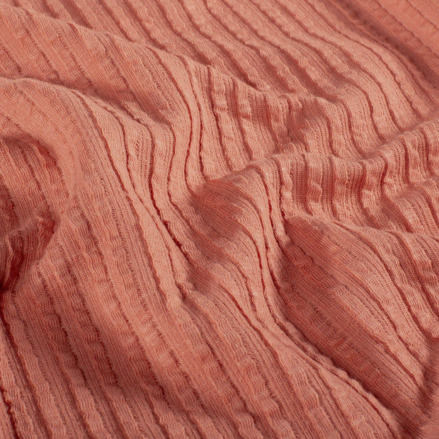 Rib Jacquard tissu Unicolore Coral