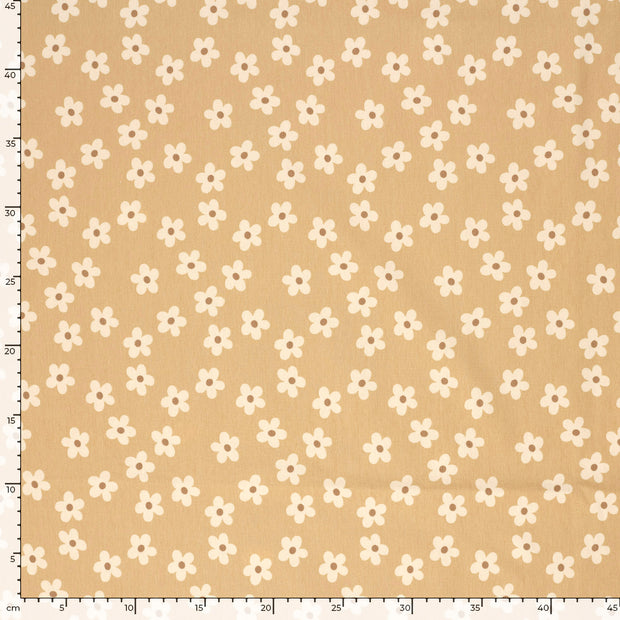 French Terry geraut fabrik Blumen Beige