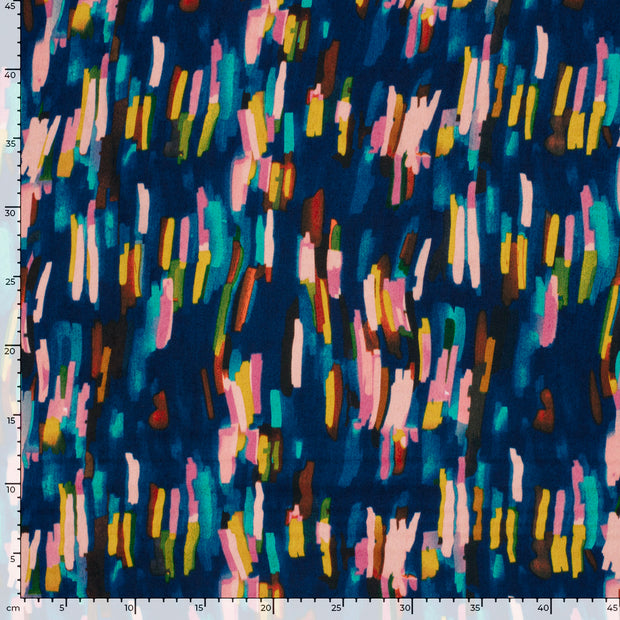 Satin Velvet fabric Abstract Indigo