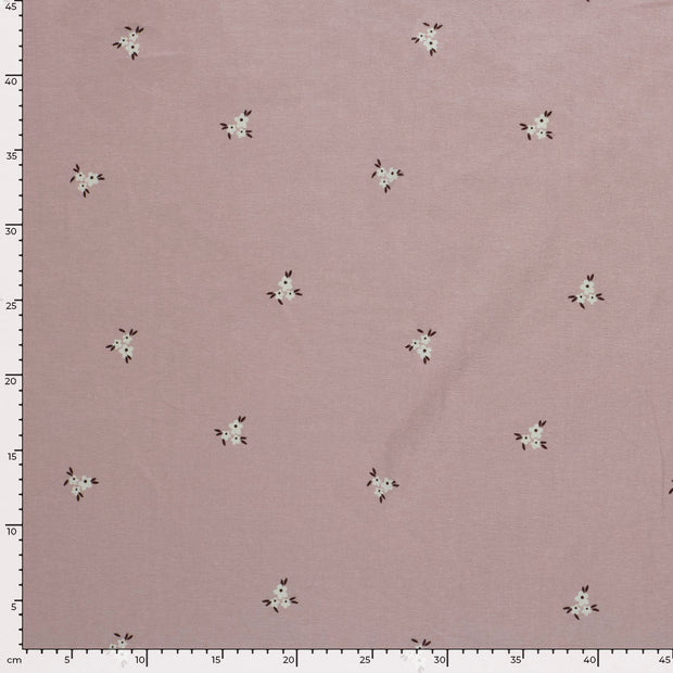 Flanelle tissu fleurs Nude