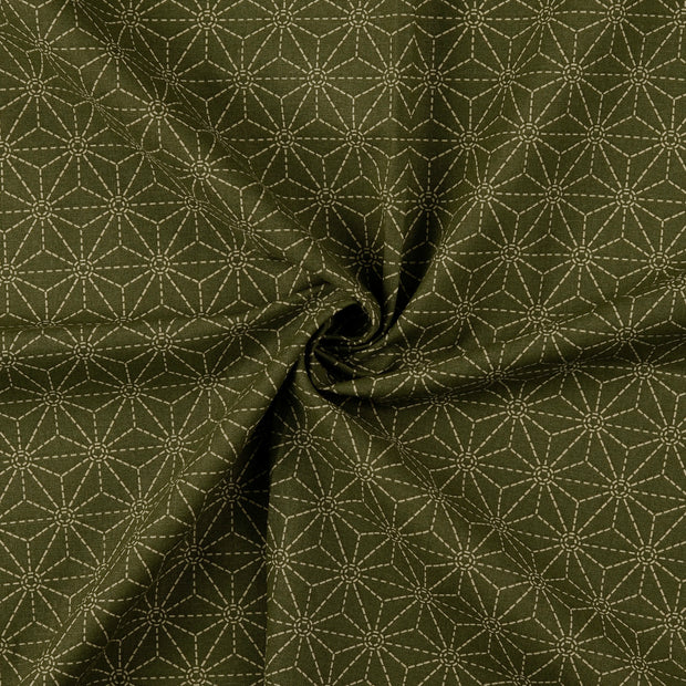 Popeline de Coton tissu Vert Olive 