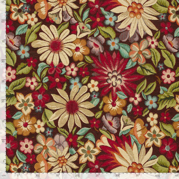 Gobelin fabric Flowers Red