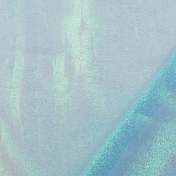 Organza fabrik Turquoise glitzerdruck 