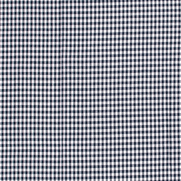 Popeline de Coton tissu Carreaux Bleu Marine