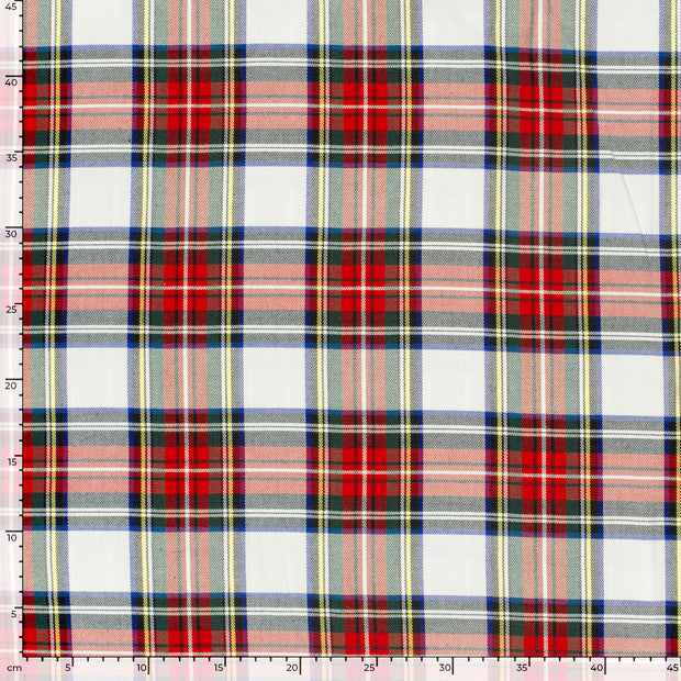 Gabardine Stretch fabric Checks White