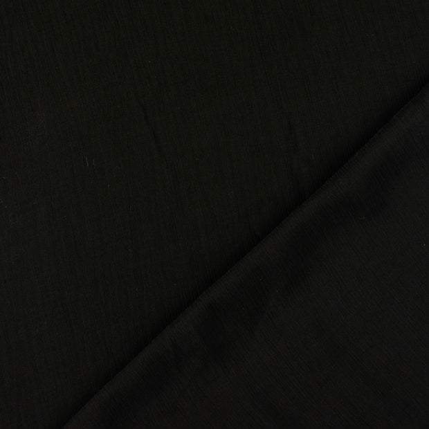 Popeline de Viscose tissu noir froissé 