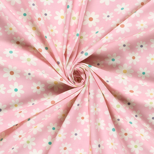 Popeline de Coton tissu Rose imprimé 