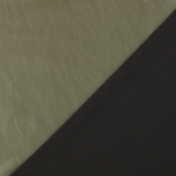 Leather fabric Olive Green coated 