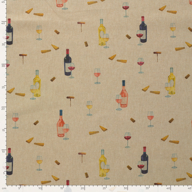 Linen Look fabric Bottles Old Pink