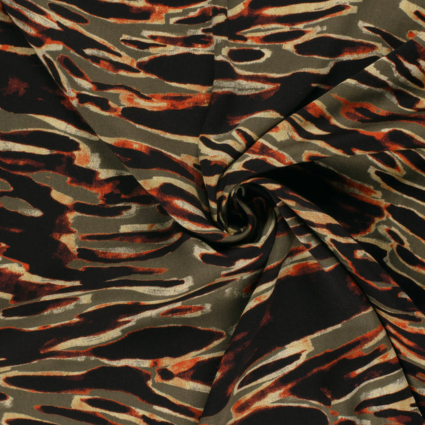 Viscose Satin fabrik Taupe Grau bedruckt 
