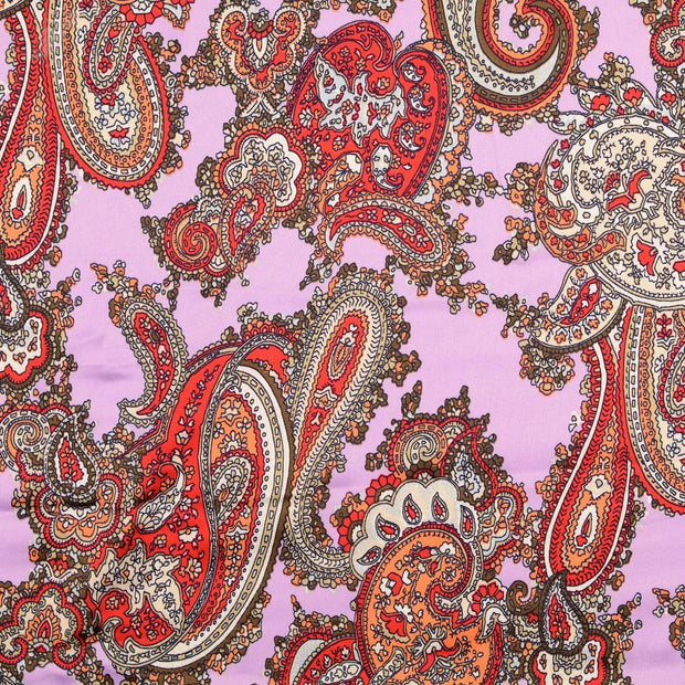Satin fabrik Paisley Lila