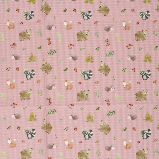 Waffle piqué fabric Old Pink matte 