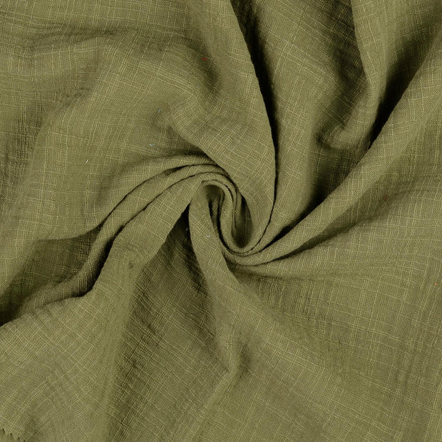 Musselin fabrik Khaki-Grün Slub 